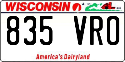 WI license plate 835VRO