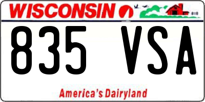 WI license plate 835VSA