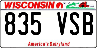 WI license plate 835VSB