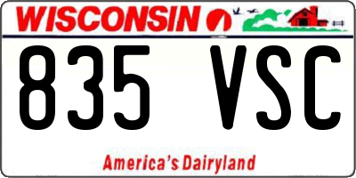 WI license plate 835VSC
