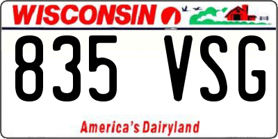 WI license plate 835VSG