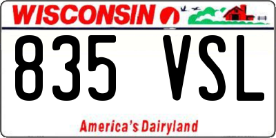 WI license plate 835VSL