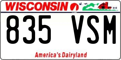 WI license plate 835VSM