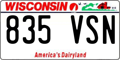 WI license plate 835VSN