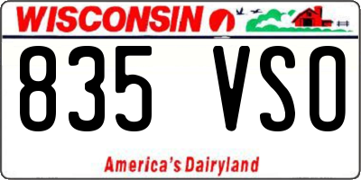 WI license plate 835VSO