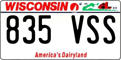 WI license plate 835VSS