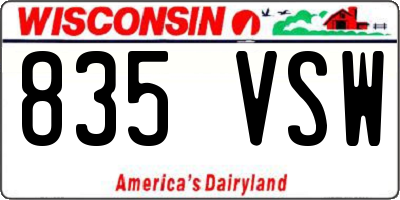 WI license plate 835VSW