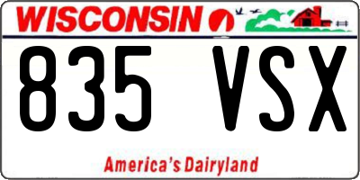 WI license plate 835VSX