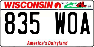 WI license plate 835WOA