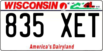 WI license plate 835XET