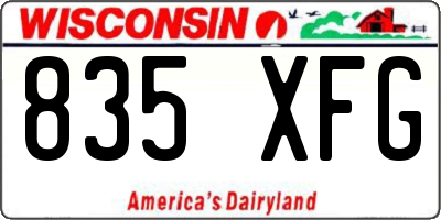 WI license plate 835XFG