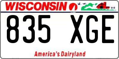 WI license plate 835XGE