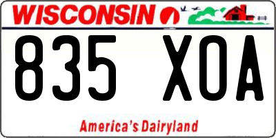 WI license plate 835XOA