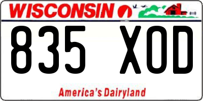 WI license plate 835XOD