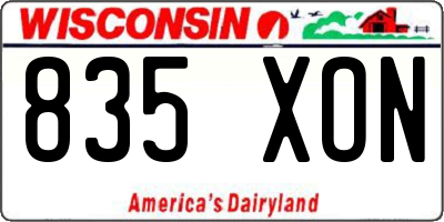 WI license plate 835XON