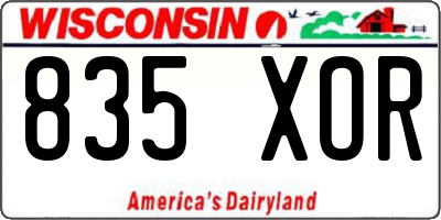 WI license plate 835XOR