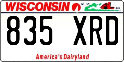 WI license plate 835XRD