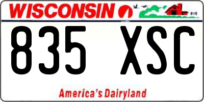 WI license plate 835XSC