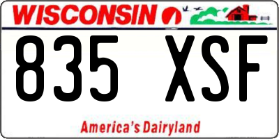 WI license plate 835XSF