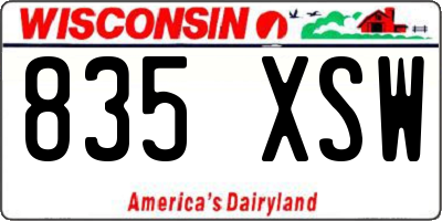 WI license plate 835XSW