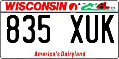 WI license plate 835XUK