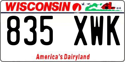 WI license plate 835XWK