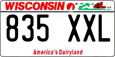 WI license plate 835XXL