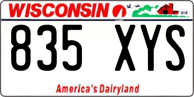 WI license plate 835XYS