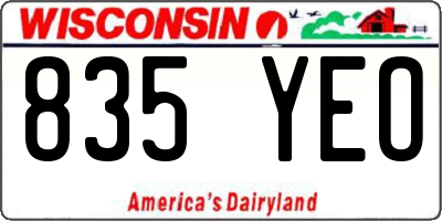 WI license plate 835YEO