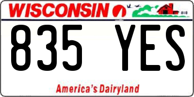 WI license plate 835YES