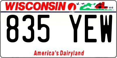 WI license plate 835YEW