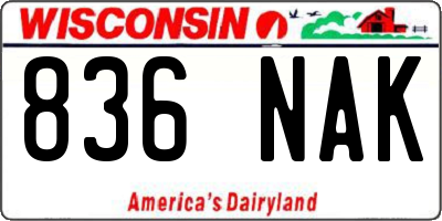 WI license plate 836NAK