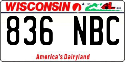 WI license plate 836NBC