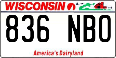 WI license plate 836NBO