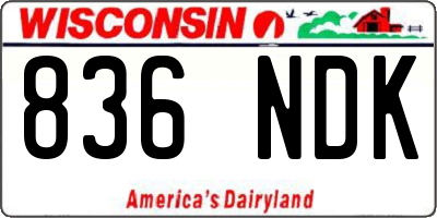 WI license plate 836NDK