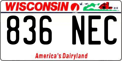 WI license plate 836NEC