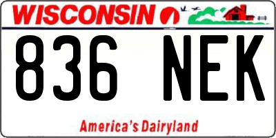 WI license plate 836NEK