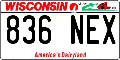 WI license plate 836NEX