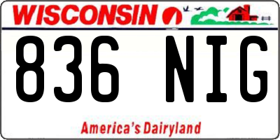 WI license plate 836NIG