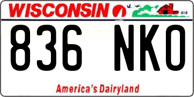WI license plate 836NKO