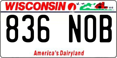 WI license plate 836NOB