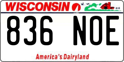 WI license plate 836NOE