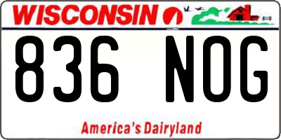 WI license plate 836NOG