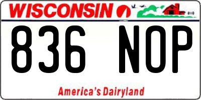 WI license plate 836NOP