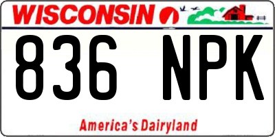 WI license plate 836NPK