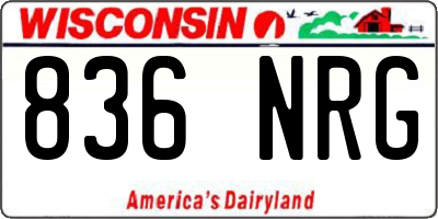 WI license plate 836NRG