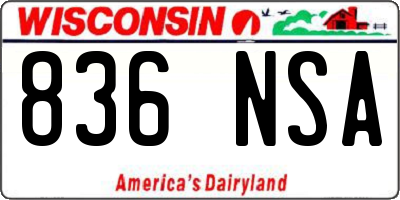 WI license plate 836NSA