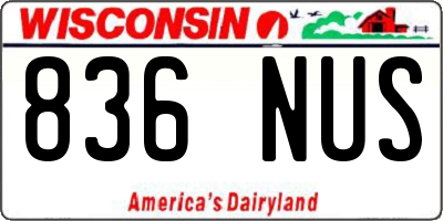 WI license plate 836NUS