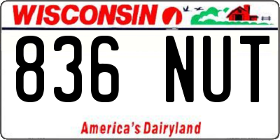 WI license plate 836NUT