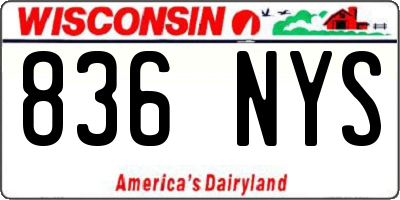 WI license plate 836NYS